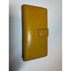 Hobo International Clutch‎ Wallet Mustard Yellow Leather Double Frame Kiss